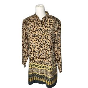 Anna and Frank 100% Silk Leopard Vintage Long Sleeve Button down Blouse